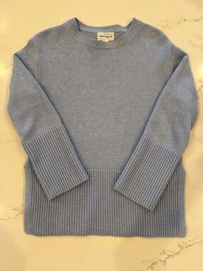 For The Republic Blue Cotton Sweater S Crewneck Rib Hem Classic